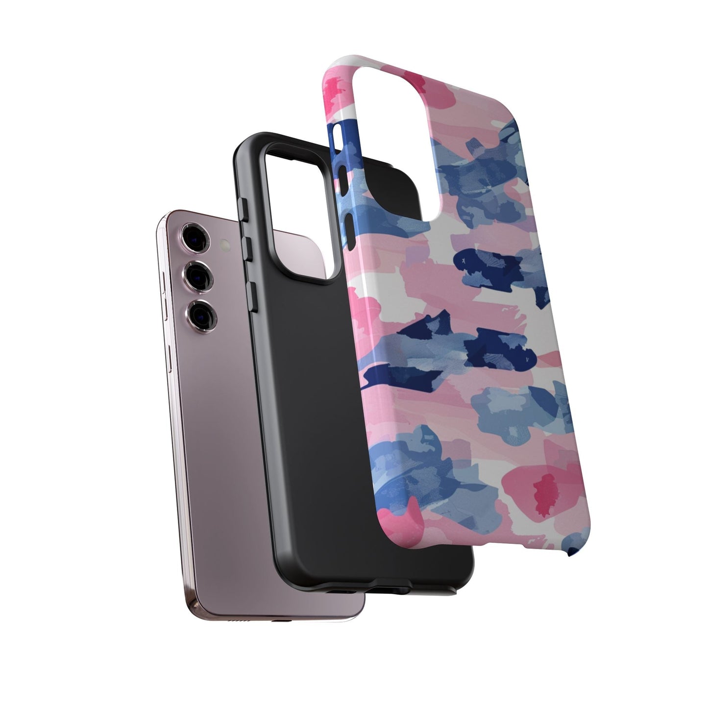 Samsung Galaxy Case: Dynamic Pink & Navy Brushstroke Art - BOGO Cases
