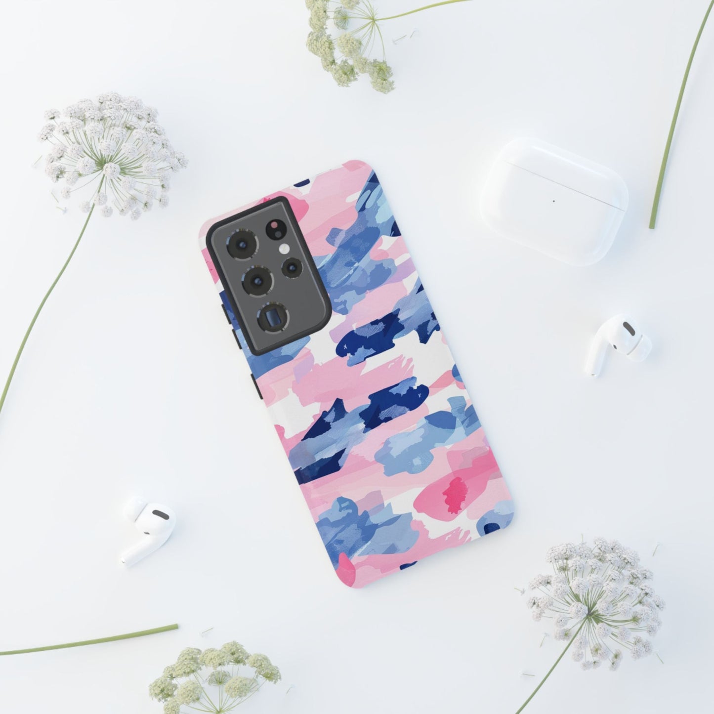 Samsung Galaxy Case: Dynamic Pink & Navy Brushstroke Art - BOGO Cases