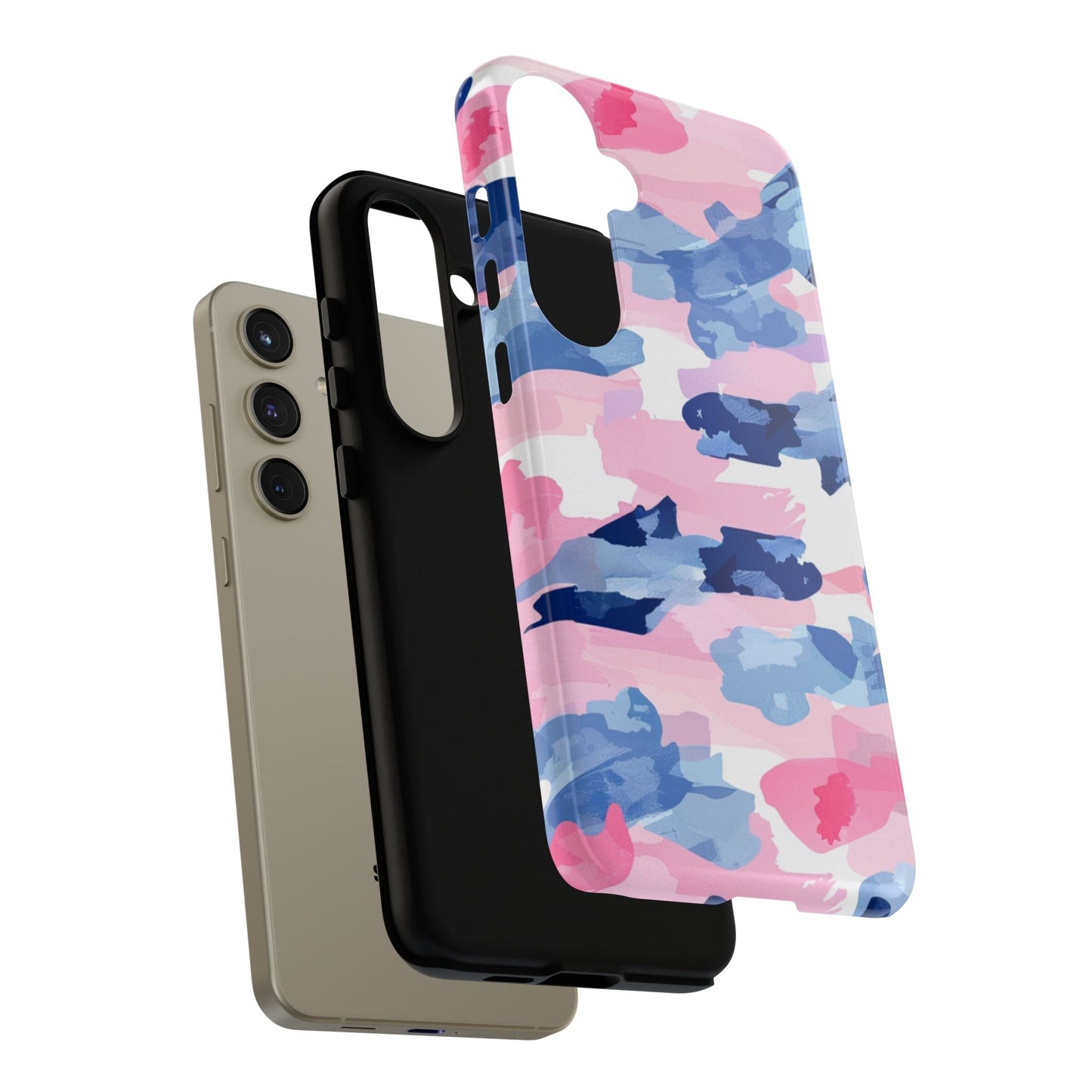 Samsung Galaxy Case: Dynamic Pink & Navy Brushstroke Art - BOGO Cases