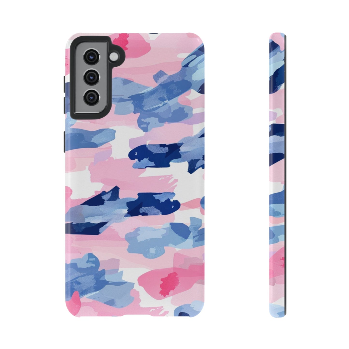 Samsung Galaxy Case: Dynamic Pink & Navy Brushstroke Art - BOGO Cases
