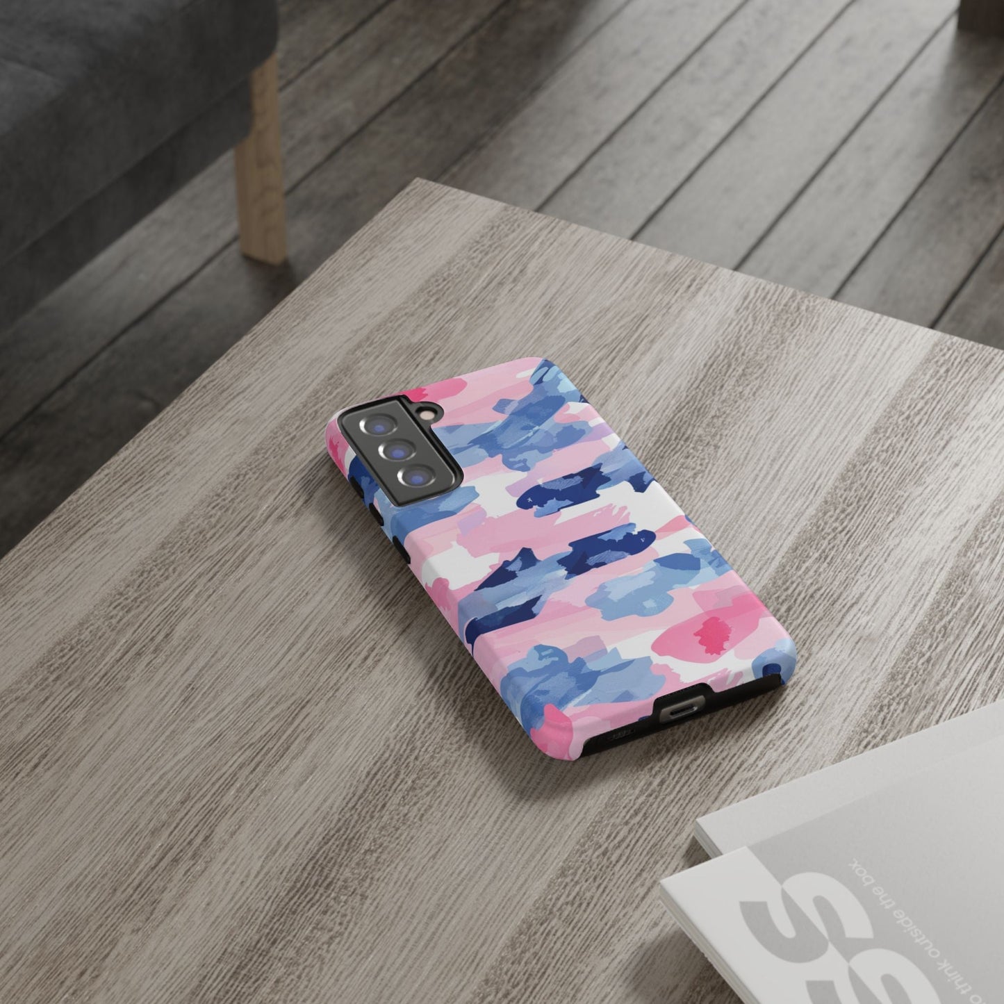 Samsung Galaxy Case: Dynamic Pink & Navy Brushstroke Art - BOGO Cases