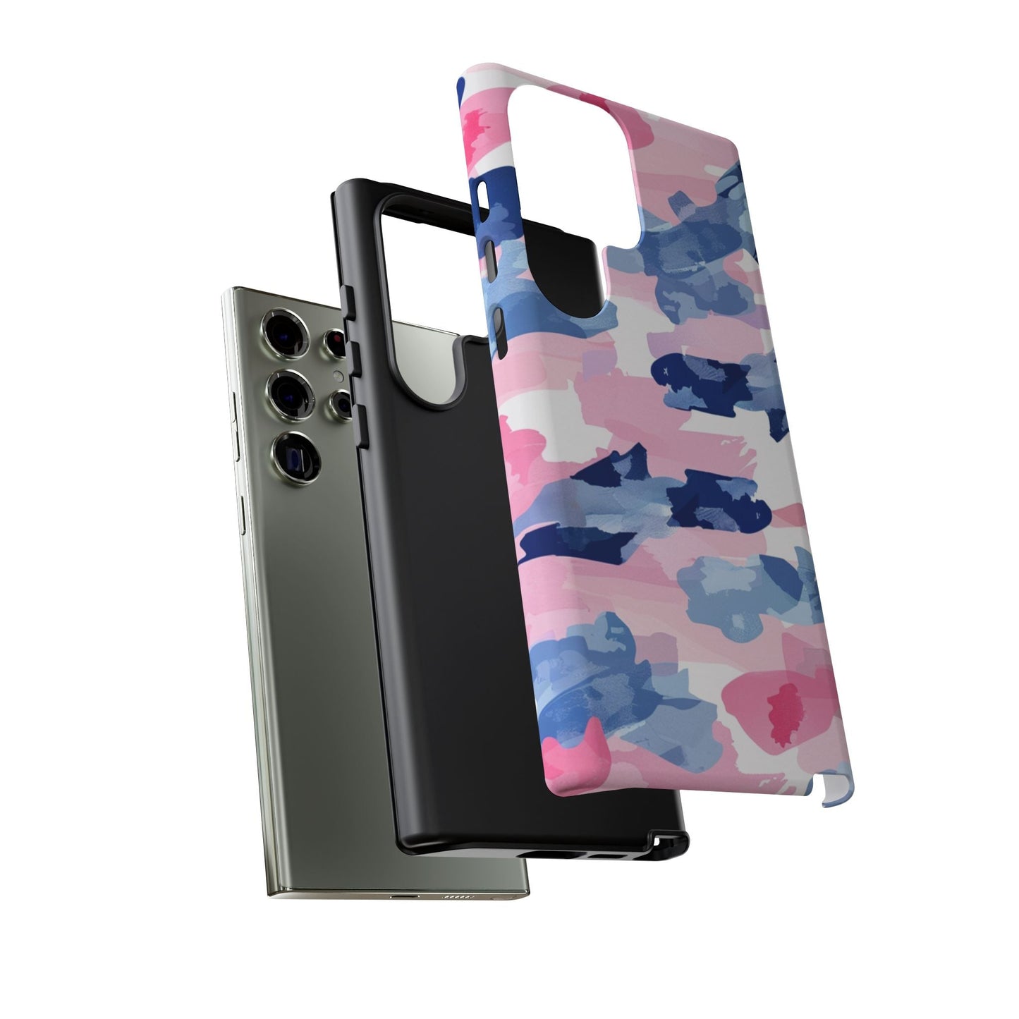 Samsung Galaxy Case: Dynamic Pink & Navy Brushstroke Art - BOGO Cases
