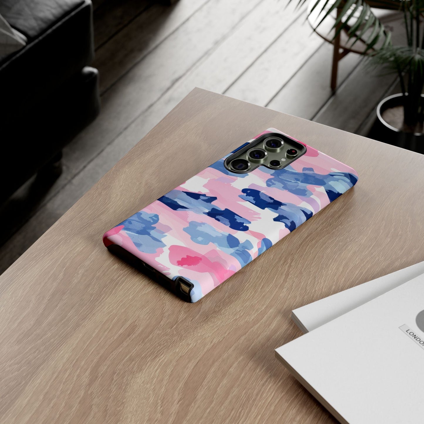 Samsung Galaxy Case: Dynamic Pink & Navy Brushstroke Art - BOGO Cases