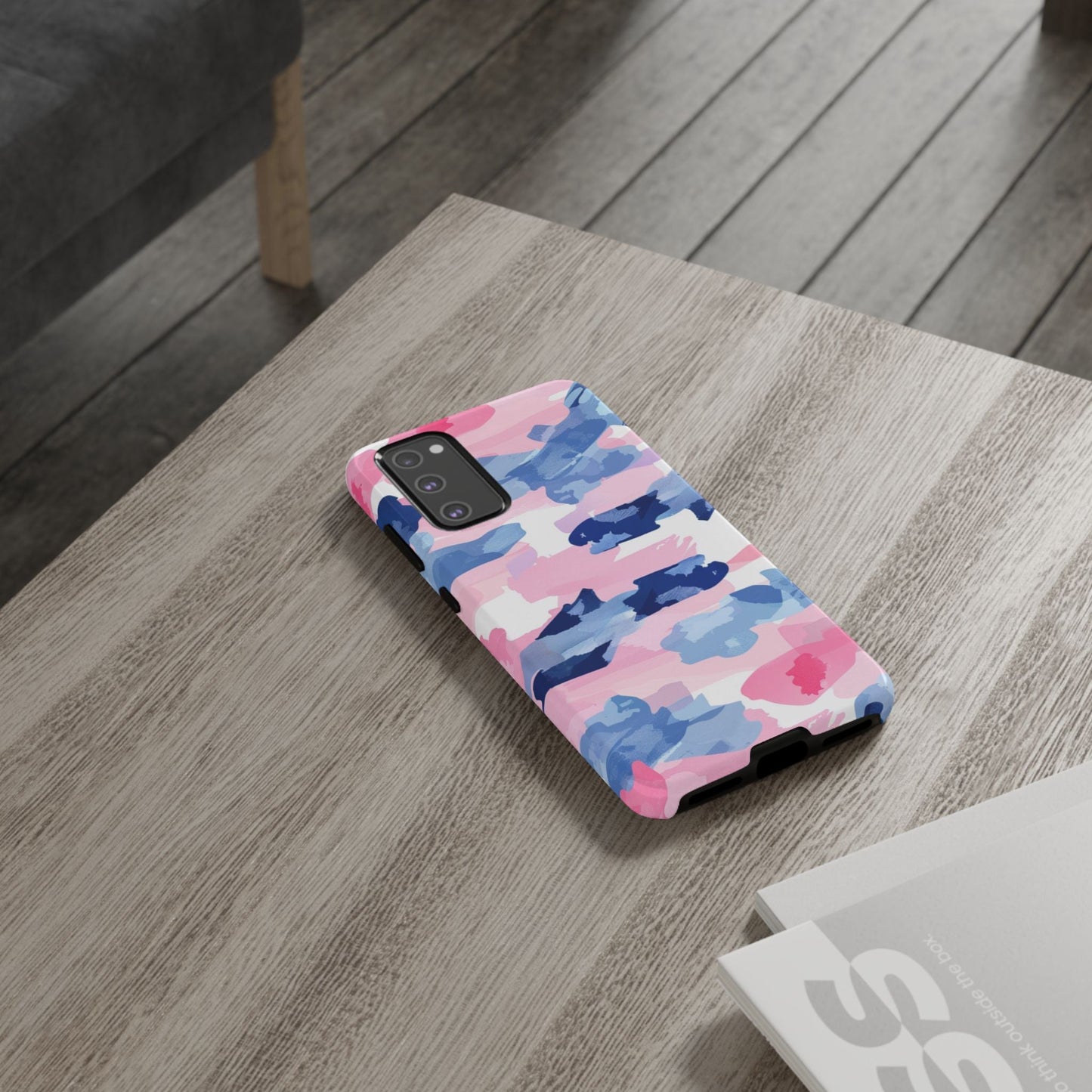 Samsung Galaxy Case: Dynamic Pink & Navy Brushstroke Art - BOGO Cases