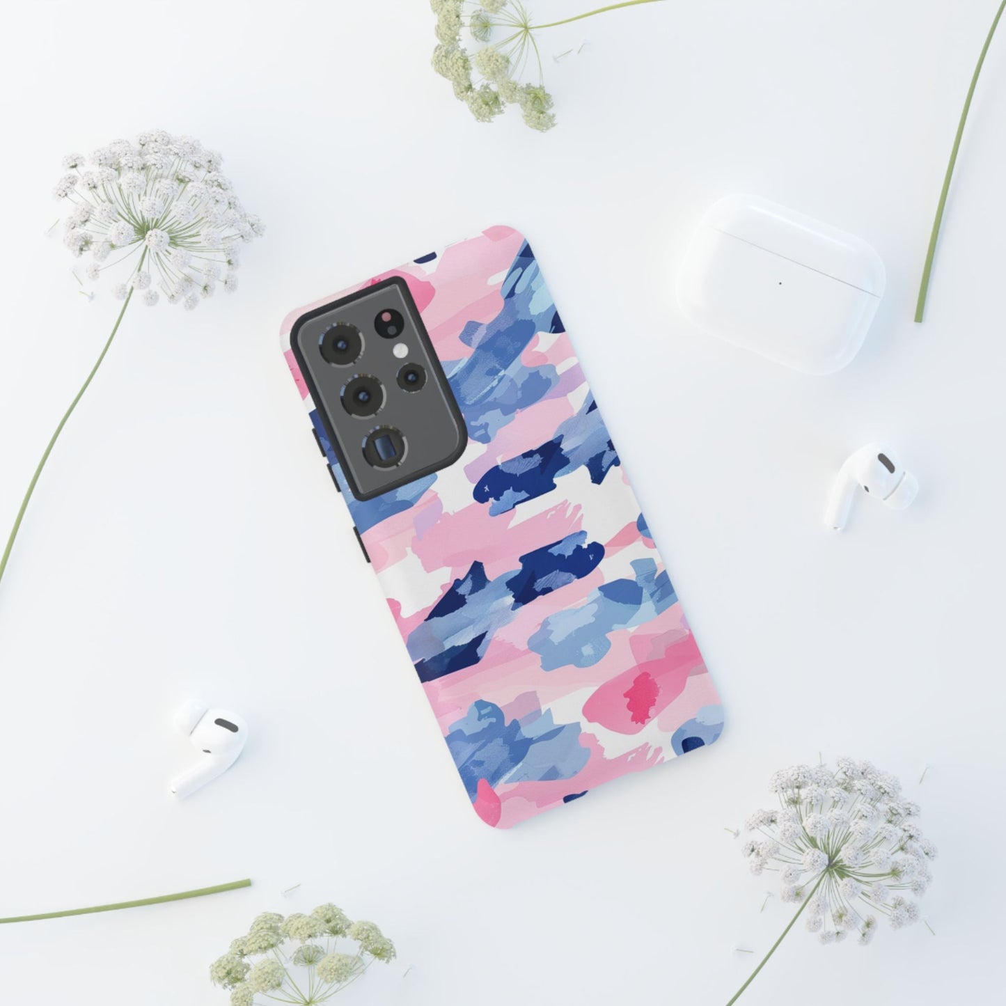 Samsung Galaxy Case: Dynamic Pink & Navy Brushstroke Art - BOGO Cases