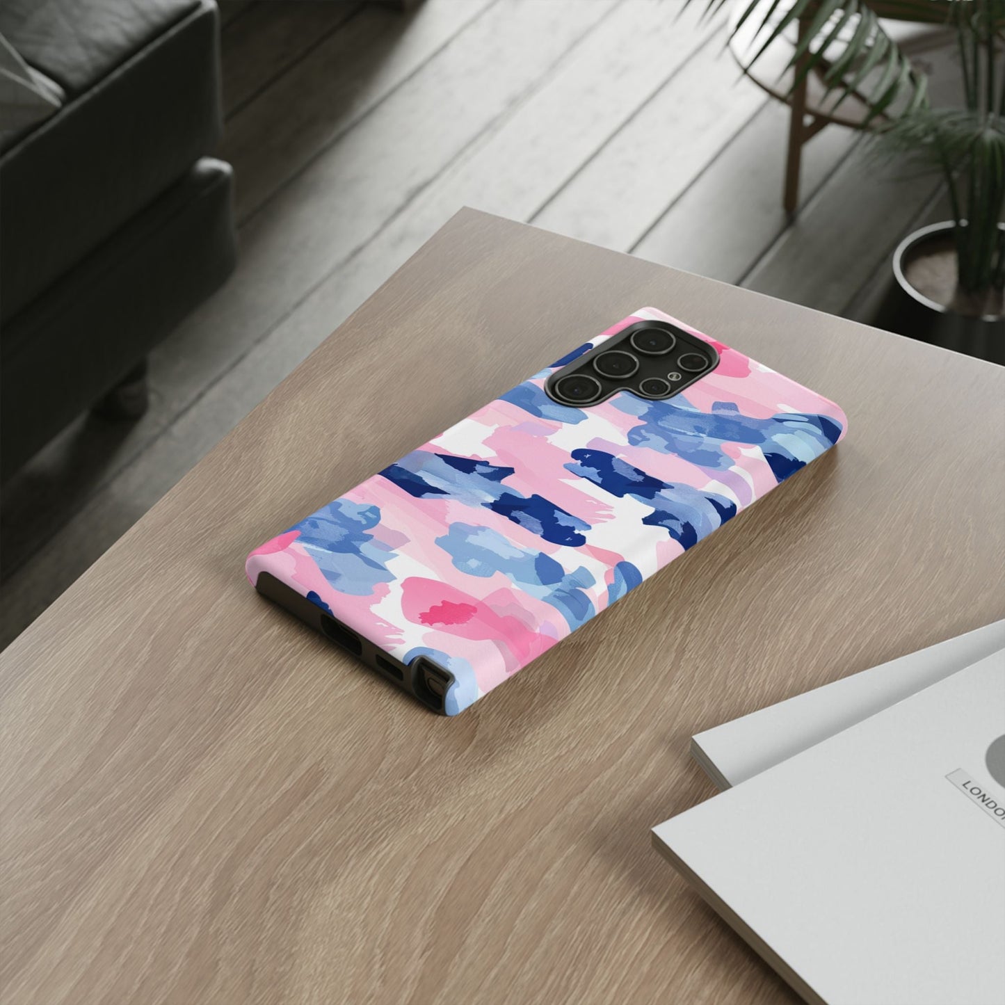 Samsung Galaxy Case: Dynamic Pink & Navy Brushstroke Art - BOGO Cases