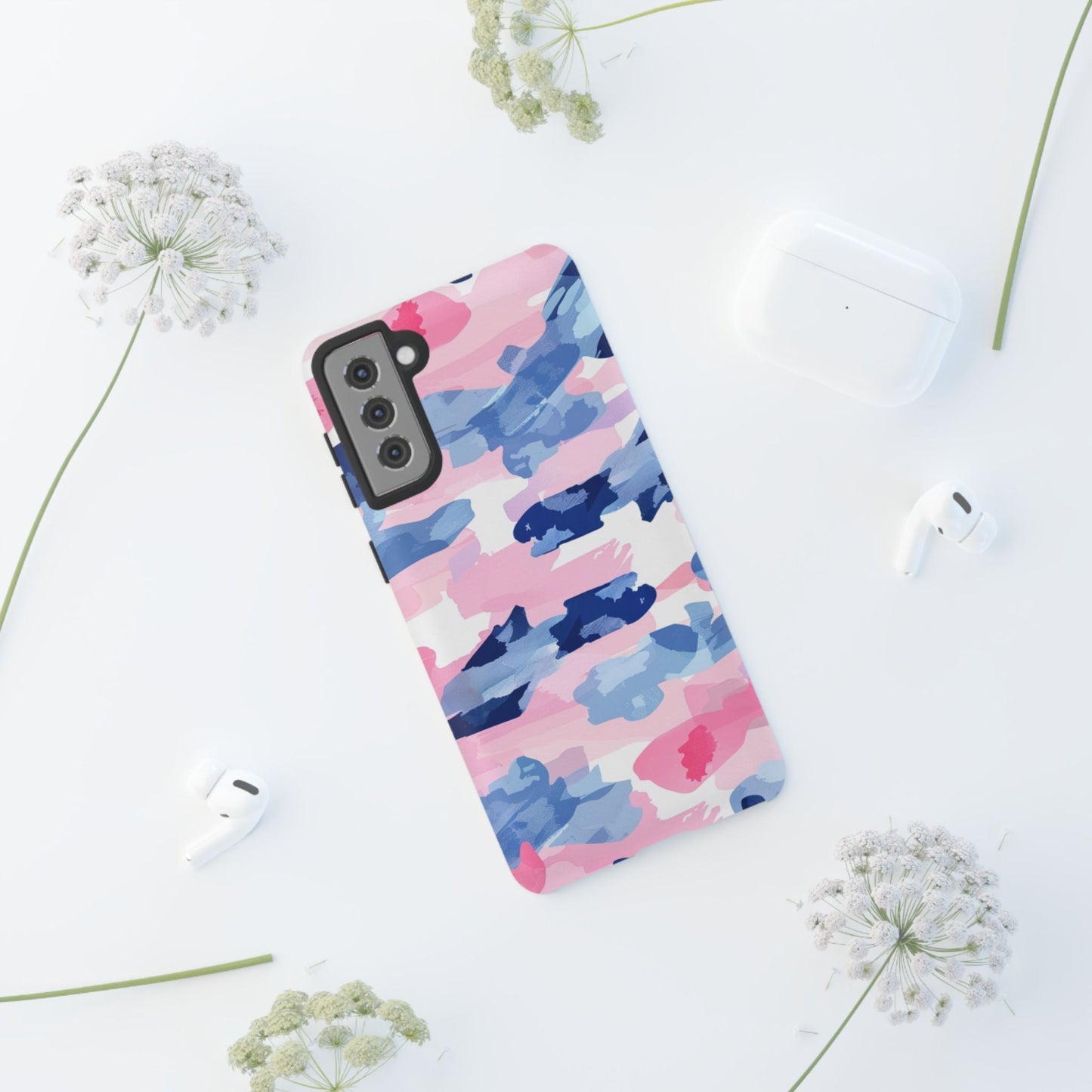 Samsung Galaxy Case: Dynamic Pink & Navy Brushstroke Art - BOGO Cases