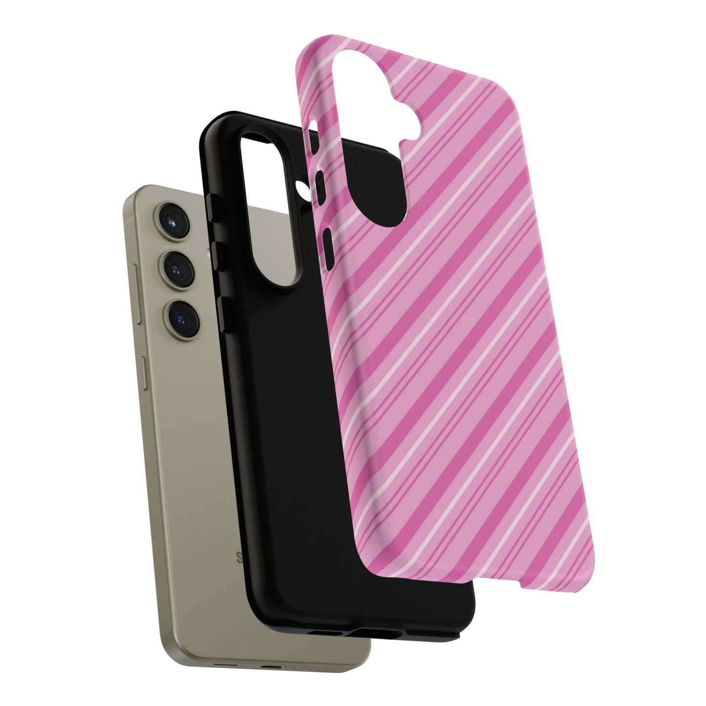 Samsung Galaxy Case - Pretty in Pink Stripes Design - BOGO Cases