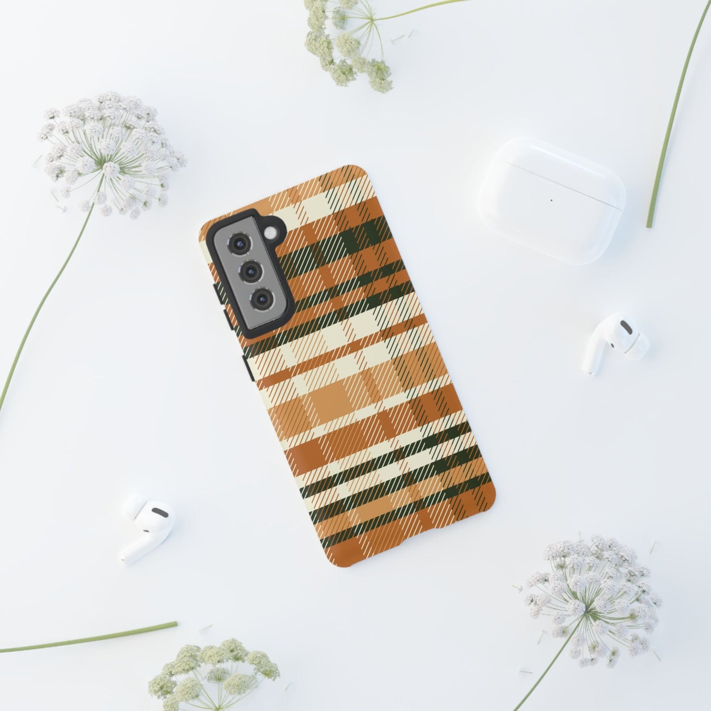Samsung Galaxy Case - Pumpkin Spice Plaid Design - BOGO Cases