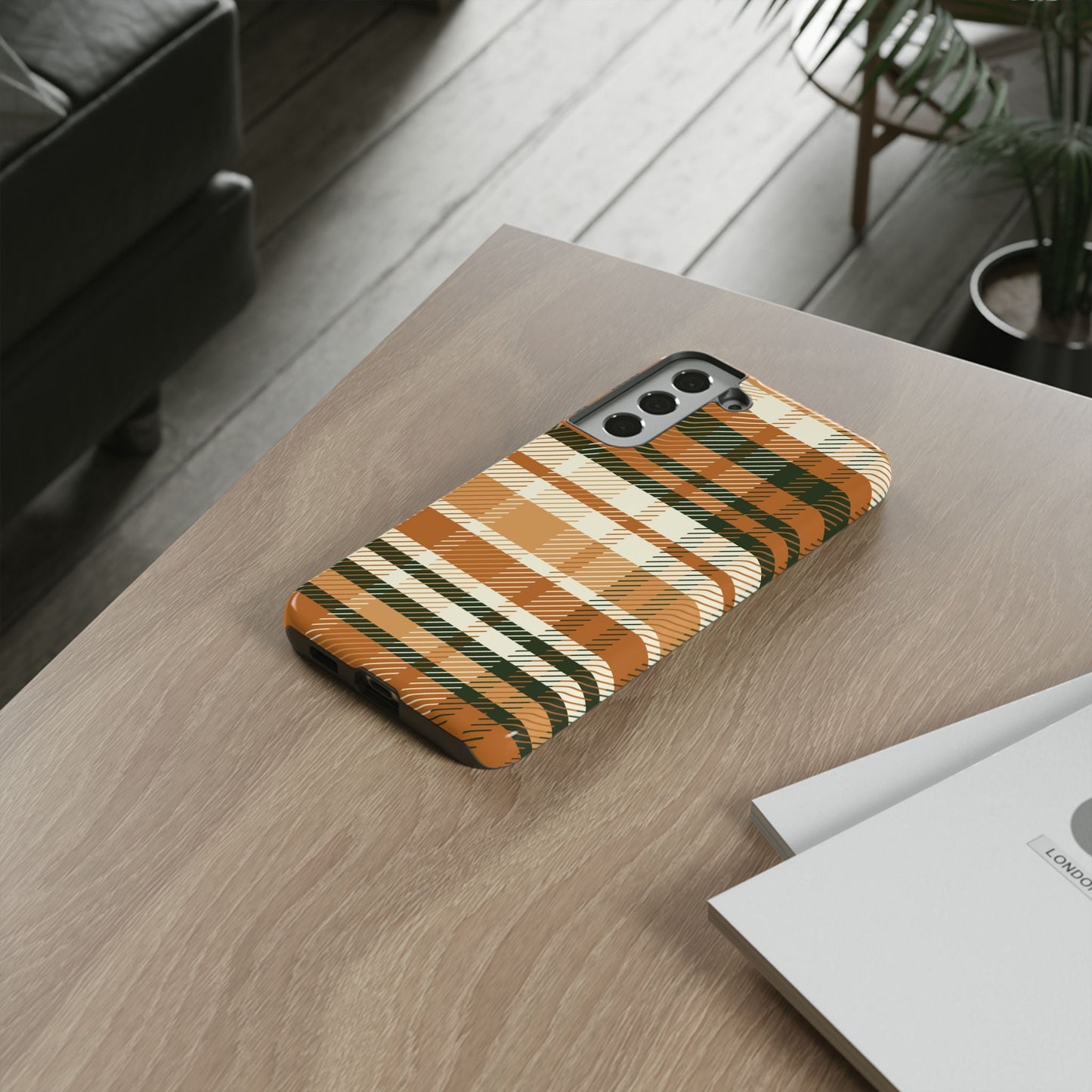 Samsung Galaxy Case - Pumpkin Spice Plaid Design - BOGO Cases