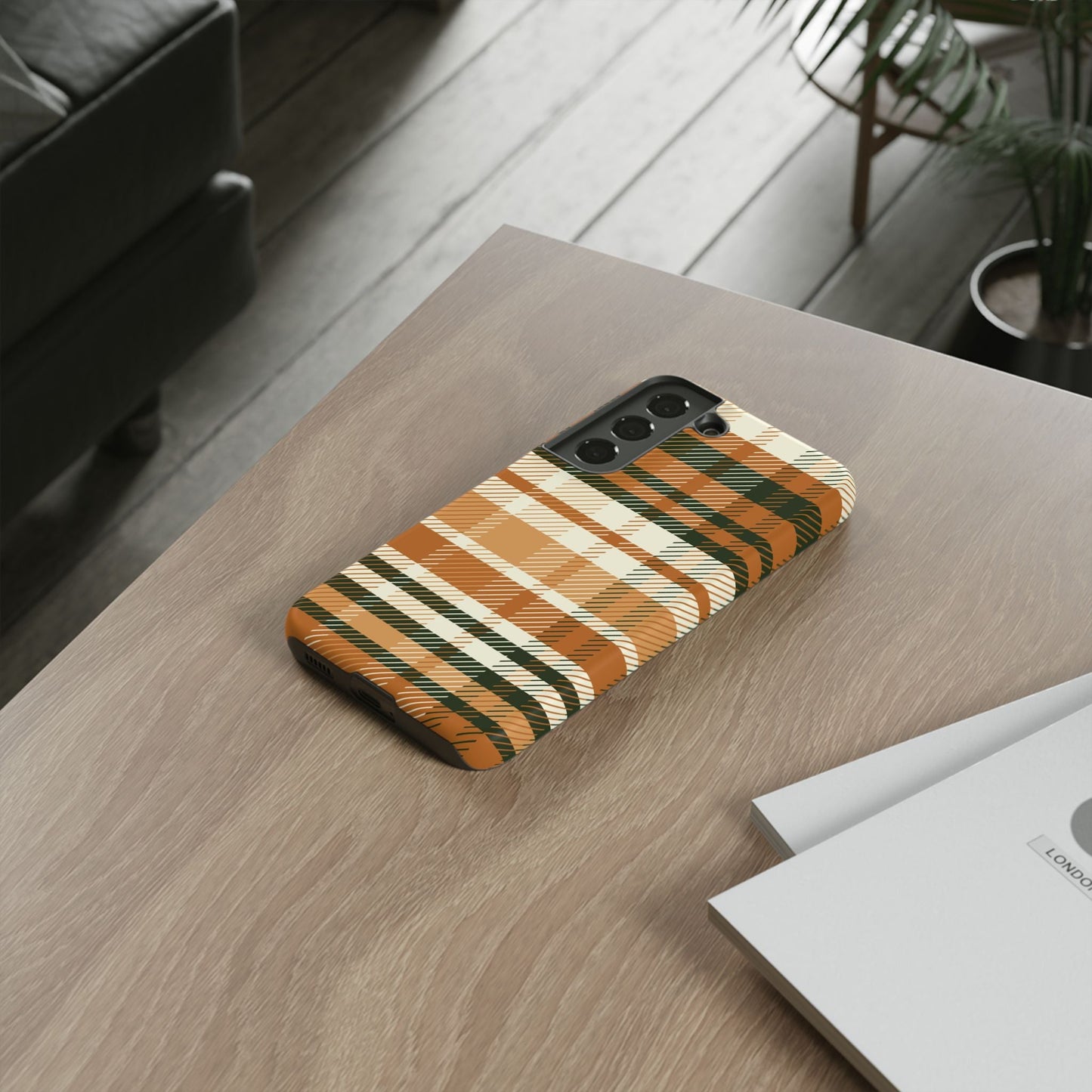 Samsung Galaxy Case - Pumpkin Spice Plaid Design - BOGO Cases