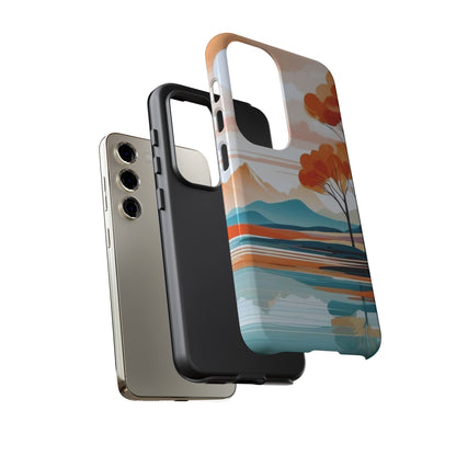 Serene Sunset Lake Samsung Galaxy Case – Minimalist Landscape Art, Dual - Layer Protection - BOGO Cases