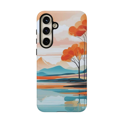 Serene Sunset Lake Samsung Galaxy Case – Minimalist Landscape Art, Dual - Layer Protection - BOGO Cases