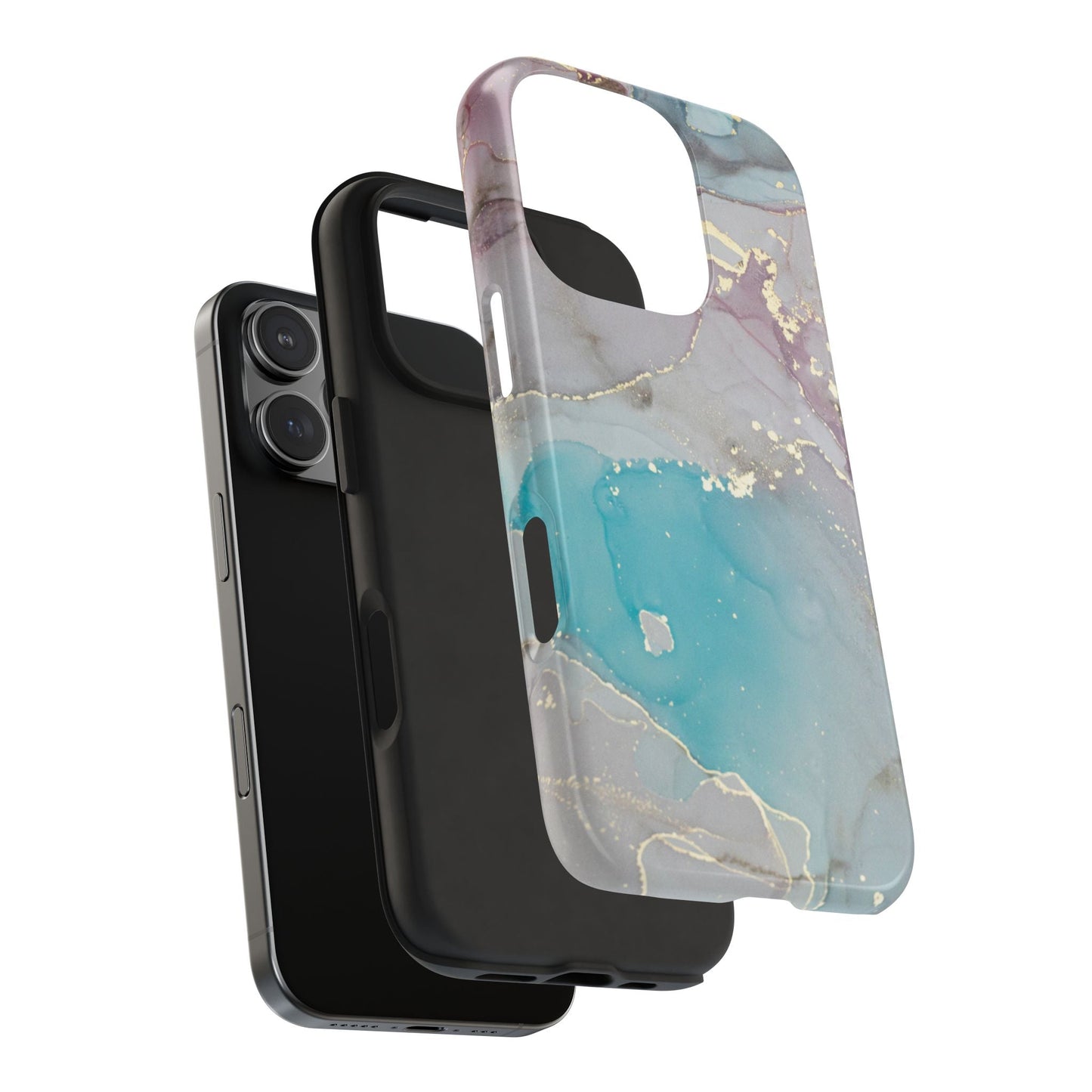 Sky Blue & Purple Marble Wave – iPhone Case with Fluid Swirl Pattern - BOGO Cases