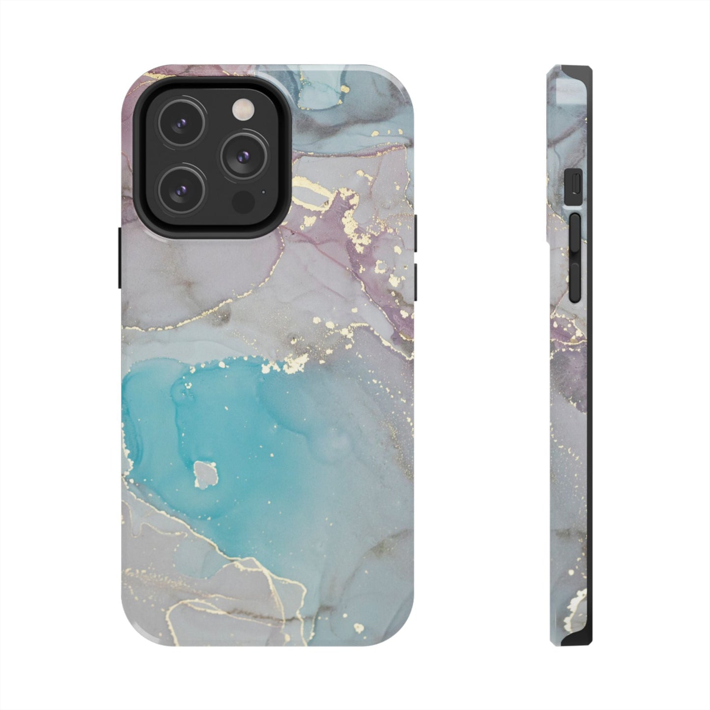 Sky Blue & Purple Marble Wave – iPhone Case with Fluid Swirl Pattern - BOGO Cases
