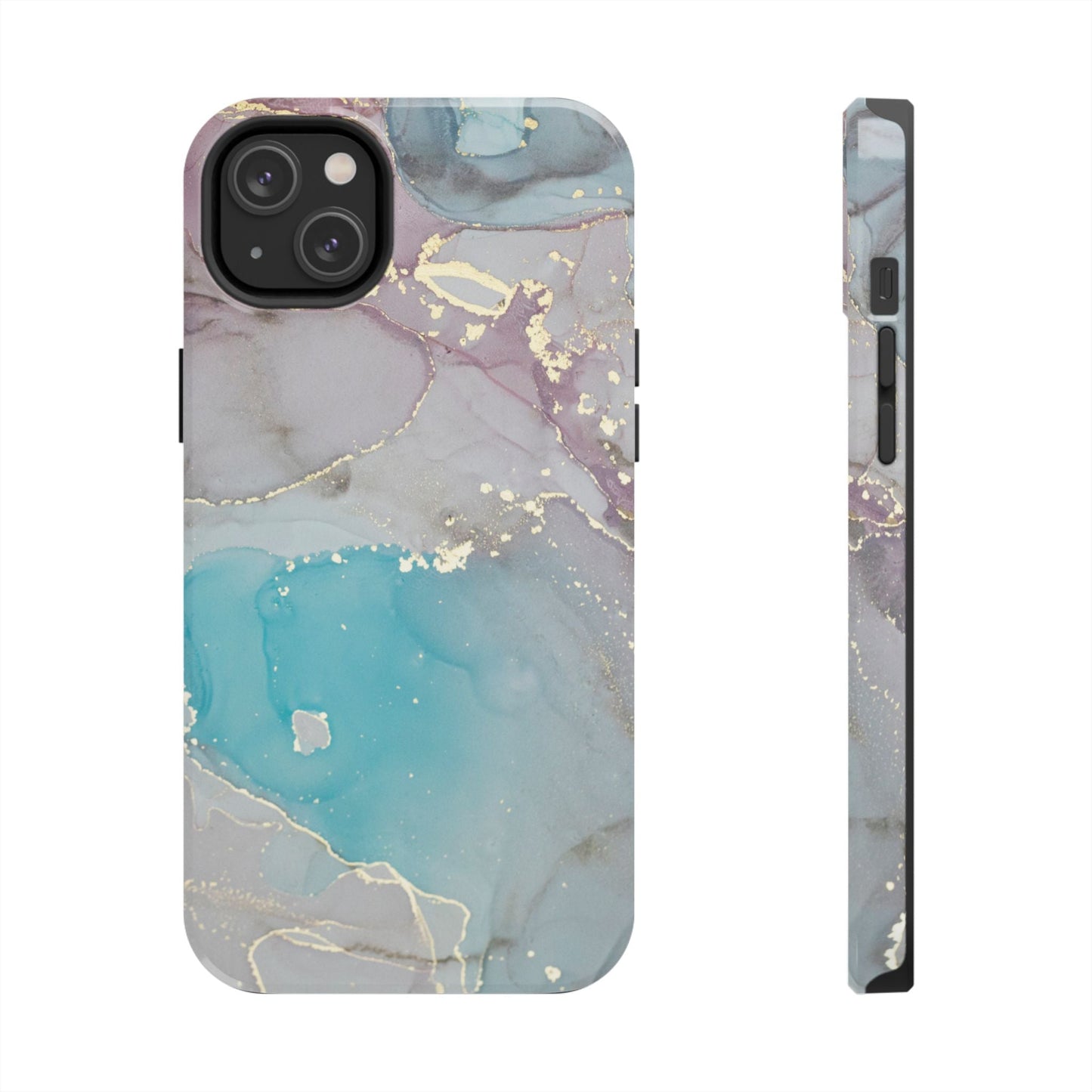 Sky Blue & Purple Marble Wave – iPhone Case with Fluid Swirl Pattern - BOGO Cases