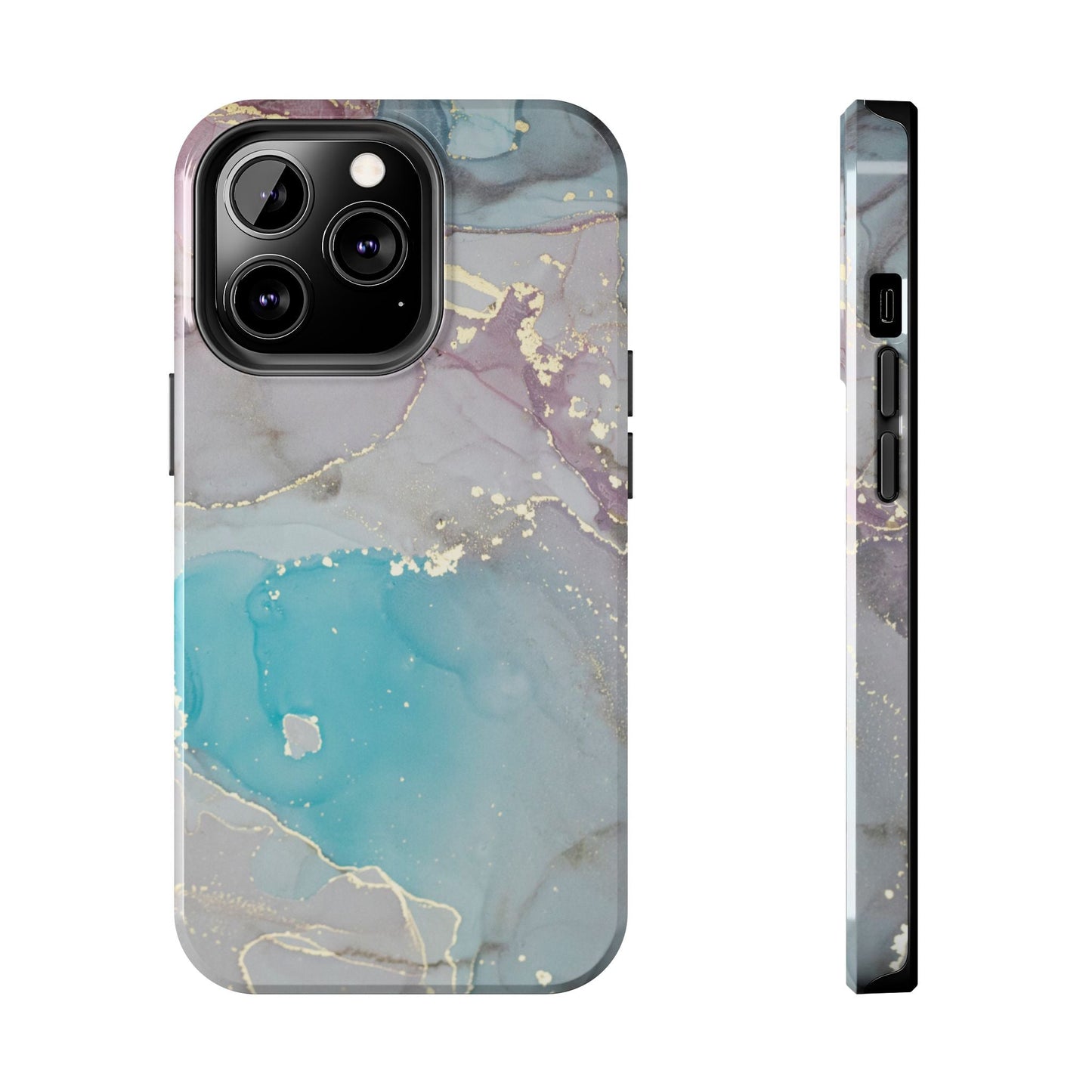 Sky Blue & Purple Marble Wave – iPhone Case with Fluid Swirl Pattern - BOGO Cases