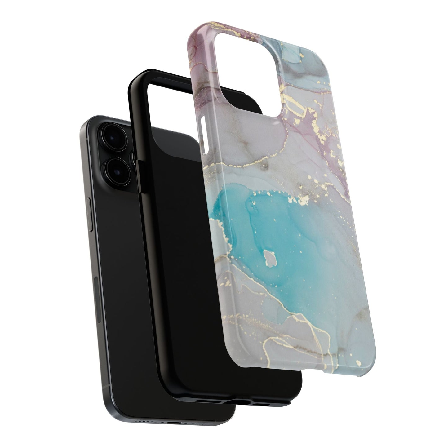Sky Blue & Purple Marble Wave – iPhone Case with Fluid Swirl Pattern - BOGO Cases