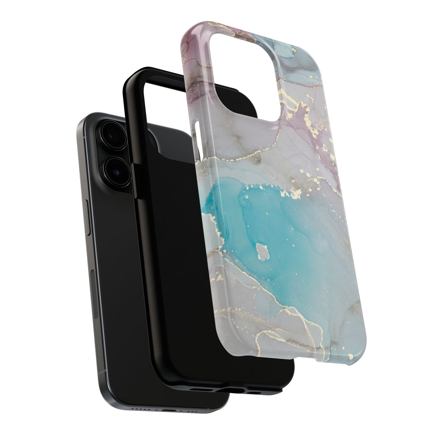 Sky Blue & Purple Marble Wave – iPhone Case with Fluid Swirl Pattern - BOGO Cases