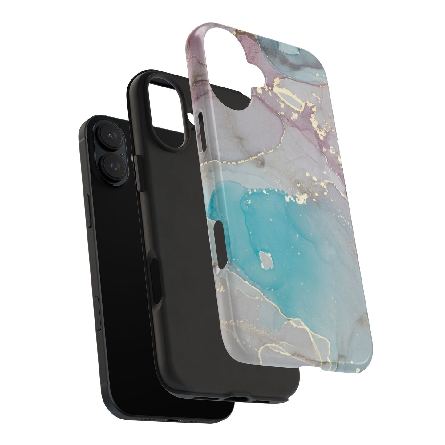 Sky Blue & Purple Marble Wave – iPhone Case with Fluid Swirl Pattern - BOGO Cases