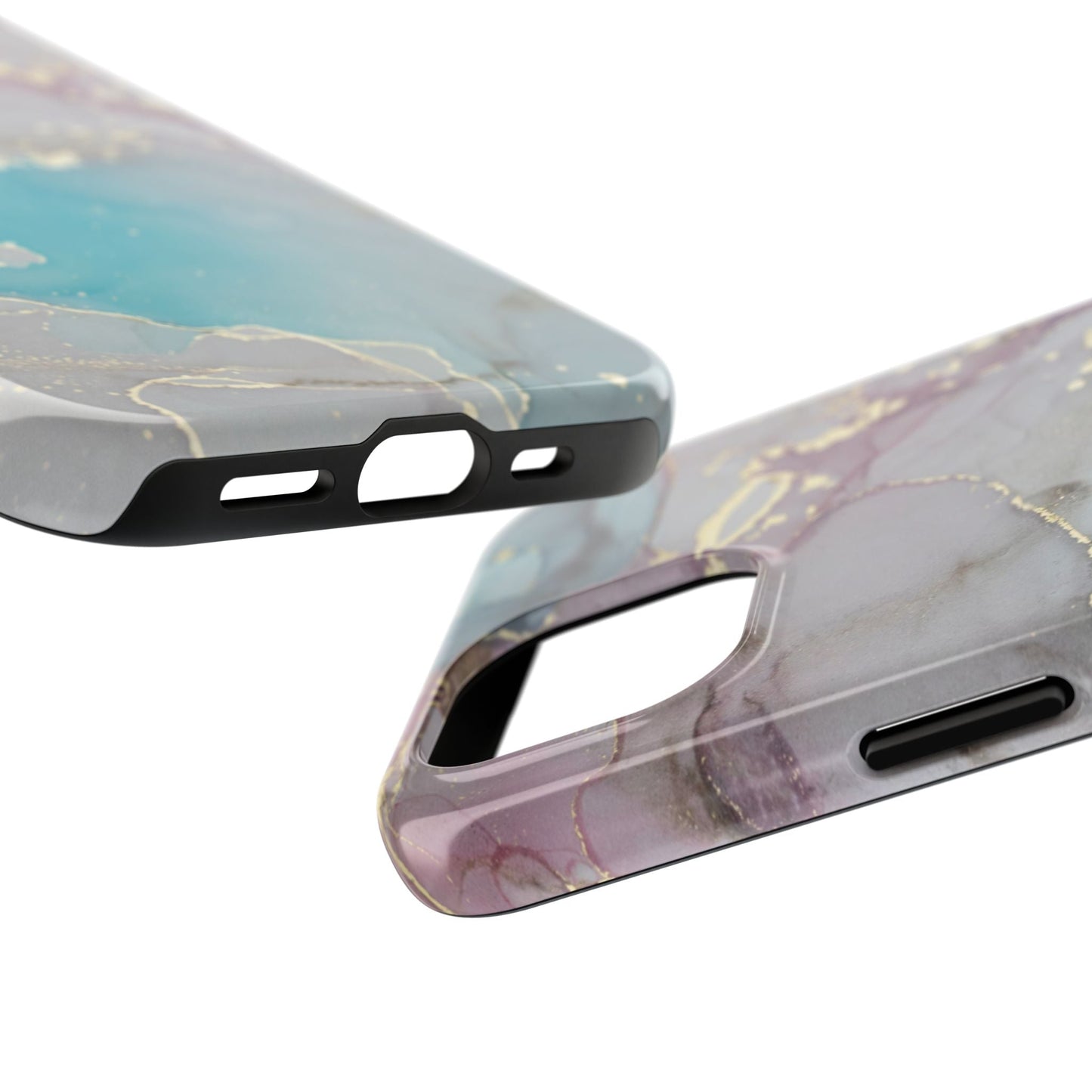 Sky Blue & Purple Marble Wave – iPhone Case with Fluid Swirl Pattern - BOGO Cases