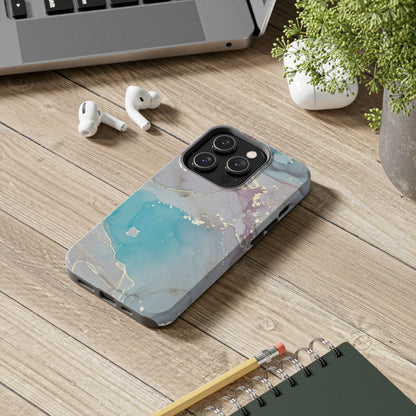 Sky Blue & Purple Marble Wave – iPhone Case with Fluid Swirl Pattern - BOGO Cases