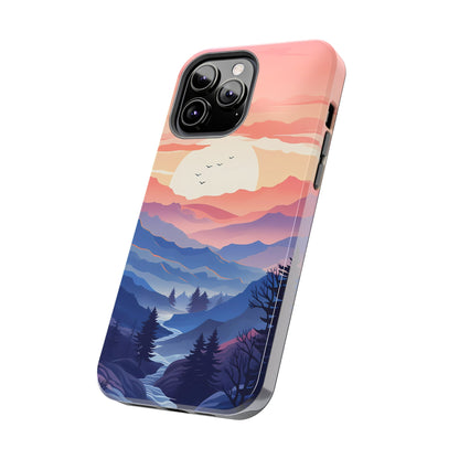 Smokey Mountains iPhone Case In Pastel Watercolor Print, Perfect Gift for Nature, Hiking & Appalachian Trail Lovers, iPhone 11, 12, 13, 14, & 15 - BOGO Cases