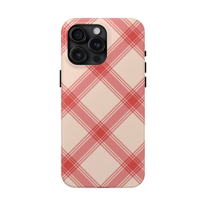 Soft Peachy Red Plaid iPhone Case - BOGO Cases