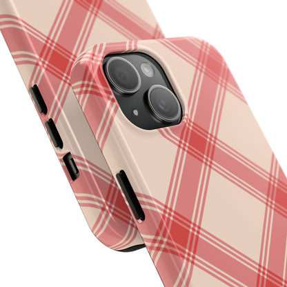 Soft Peachy Red Plaid iPhone Case - BOGO Cases