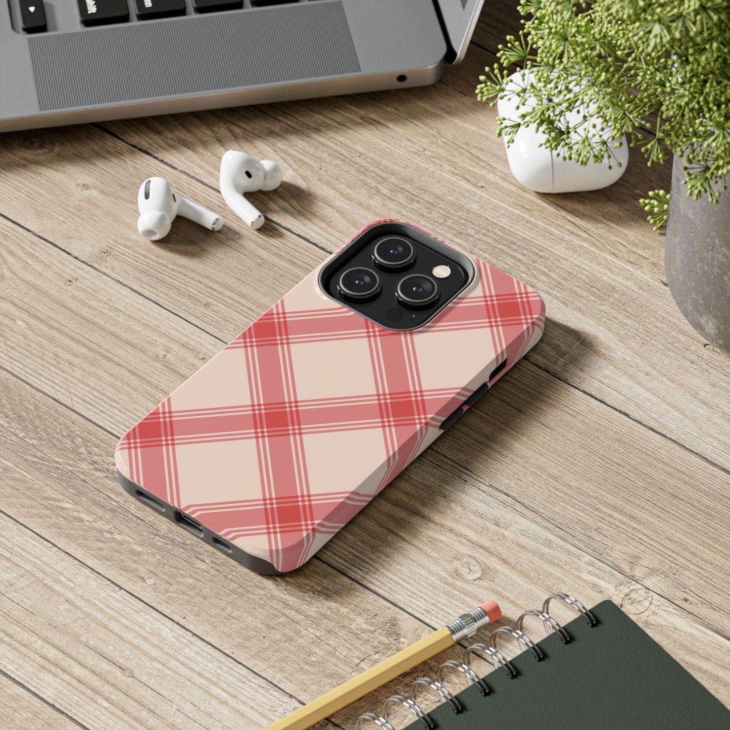 Soft Peachy Red Plaid iPhone Case - BOGO Cases