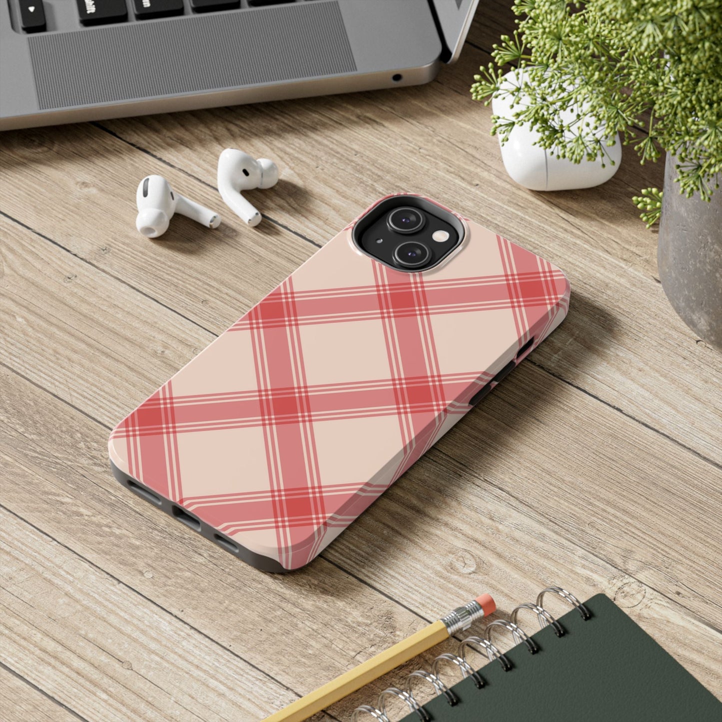 Soft Peachy Red Plaid iPhone Case - BOGO Cases