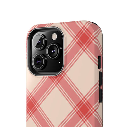 Soft Peachy Red Plaid iPhone Case - BOGO Cases