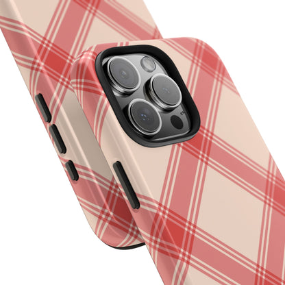 Soft Peachy Red Plaid iPhone Case - BOGO Cases
