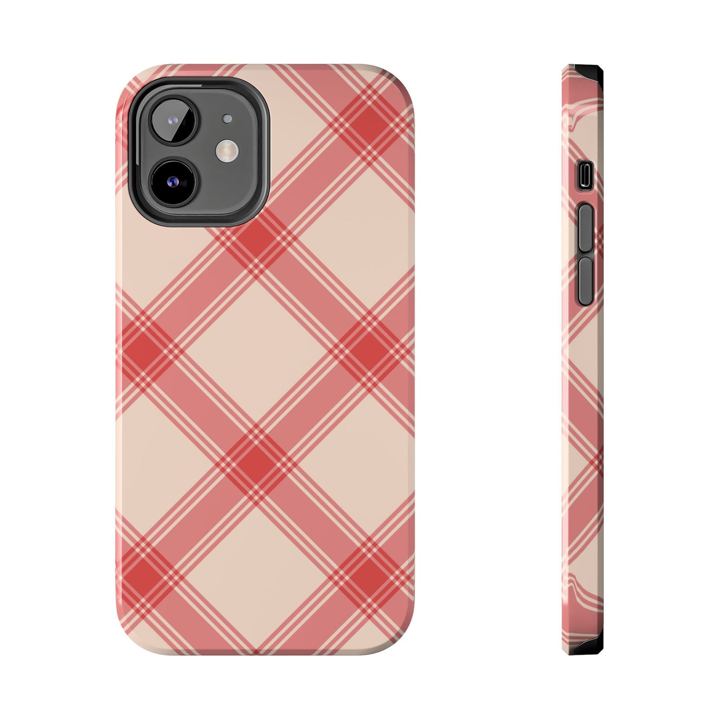 Soft Peachy Red Plaid iPhone Case - BOGO Cases