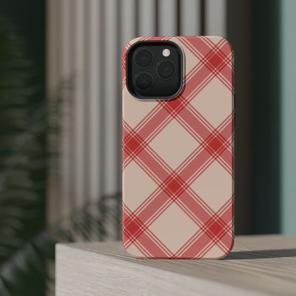 Soft Peachy Red Plaid MagSafe Case - BOGO Cases