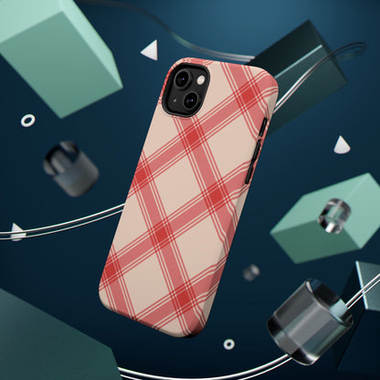 Soft Peachy Red Plaid MagSafe Case - BOGO Cases