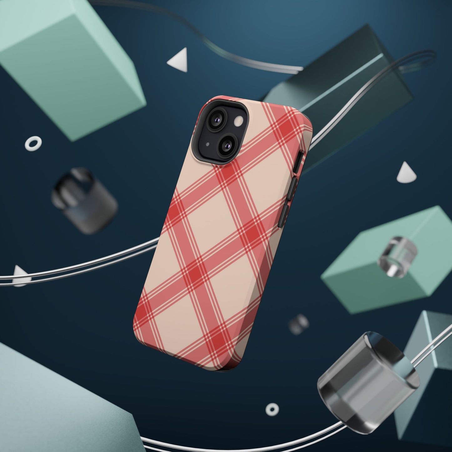 Soft Peachy Red Plaid MagSafe Case - BOGO Cases
