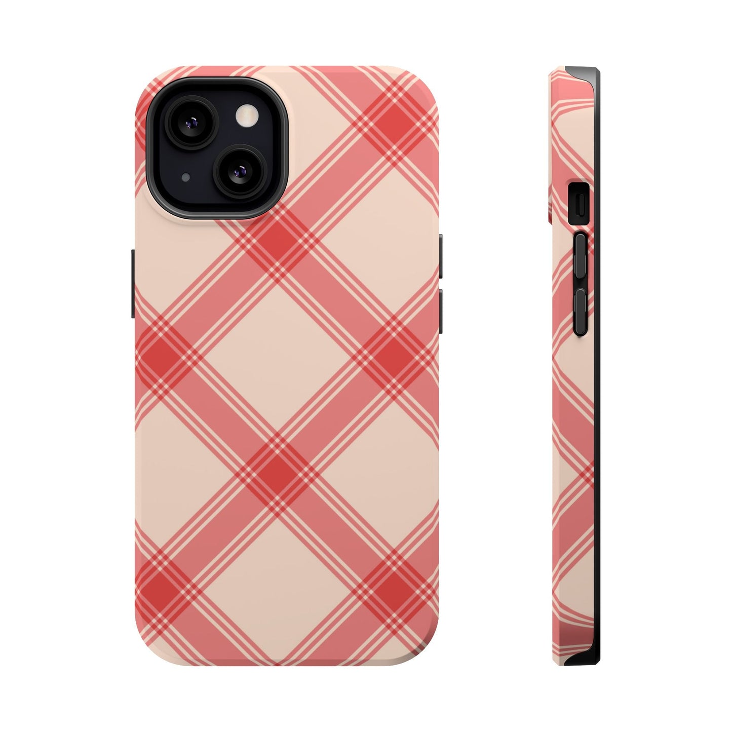 Soft Peachy Red Plaid MagSafe Case - BOGO Cases