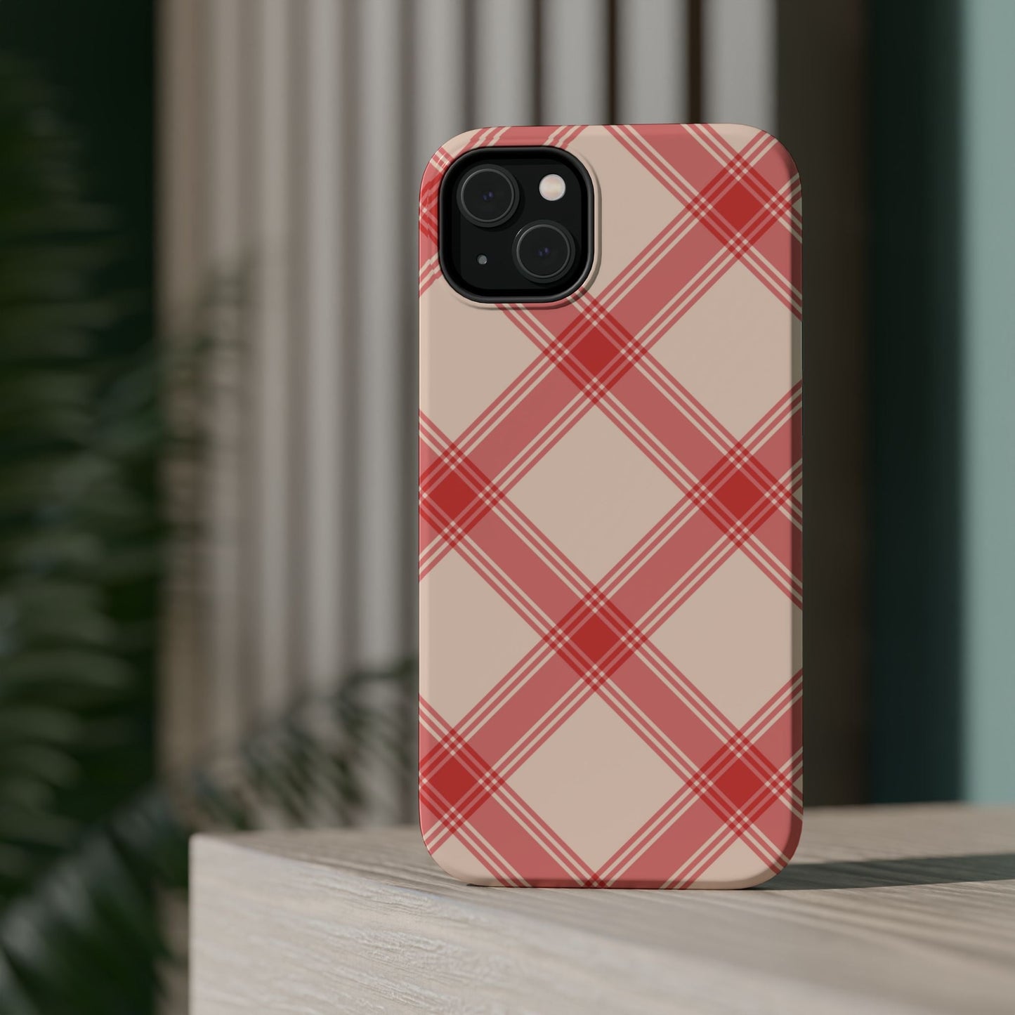 Soft Peachy Red Plaid MagSafe Case - BOGO Cases