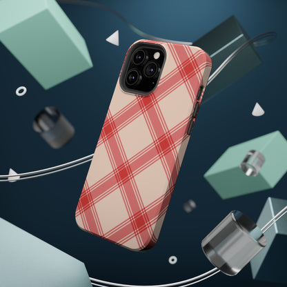 Soft Peachy Red Plaid MagSafe Case - BOGO Cases