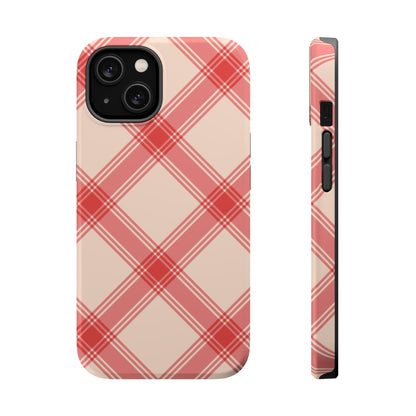 Soft Peachy Red Plaid MagSafe Case - BOGO Cases