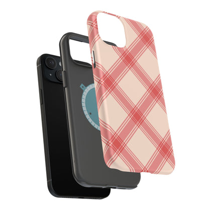 Soft Peachy Red Plaid MagSafe Case - BOGO Cases