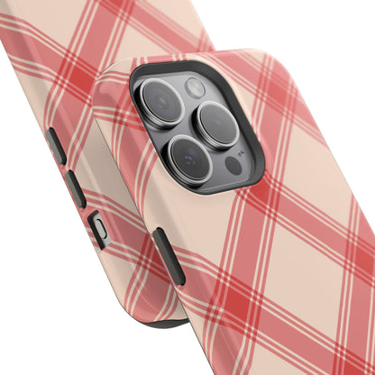 Soft Peachy Red Plaid MagSafe Case - BOGO Cases