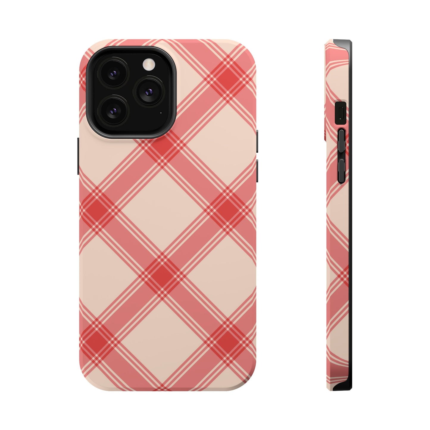 Soft Peachy Red Plaid MagSafe Case - BOGO Cases
