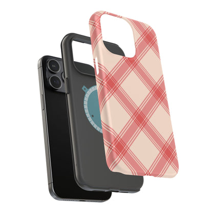 Soft Peachy Red Plaid MagSafe Case - BOGO Cases