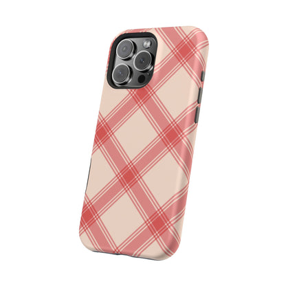 Soft Peachy Red Plaid MagSafe Case - BOGO Cases