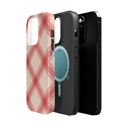 Soft Peachy Red Plaid MagSafe Case - BOGO Cases