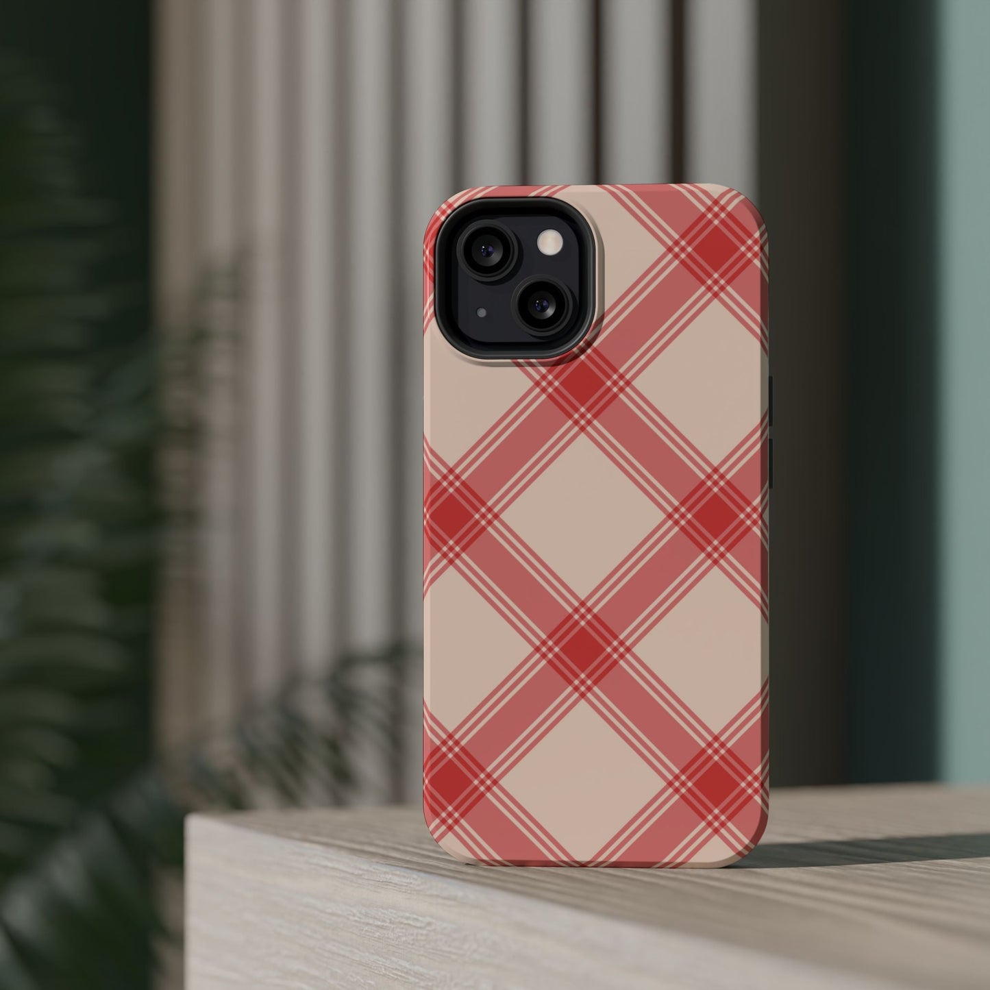 Soft Peachy Red Plaid MagSafe Case - BOGO Cases
