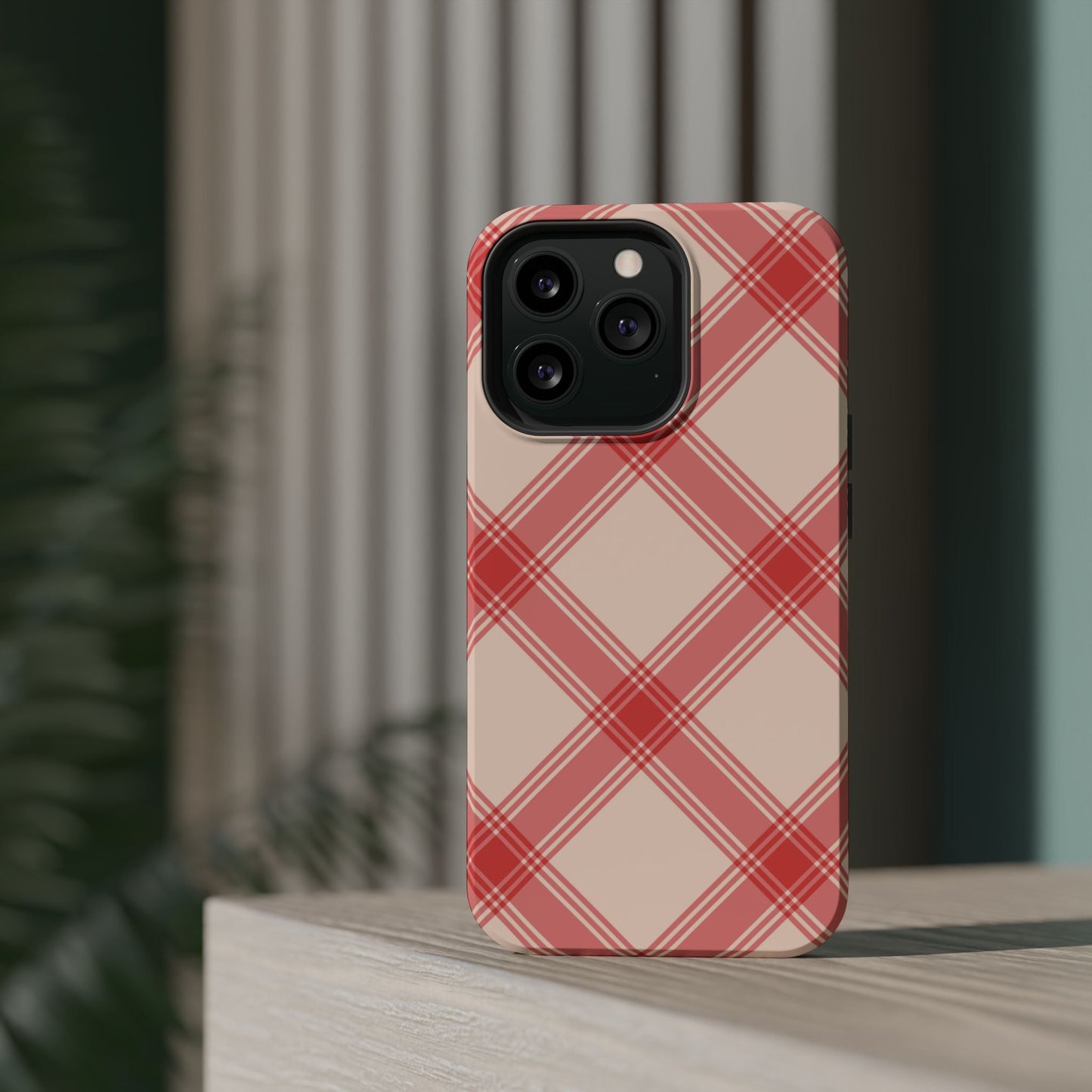 Soft Peachy Red Plaid MagSafe Case - BOGO Cases