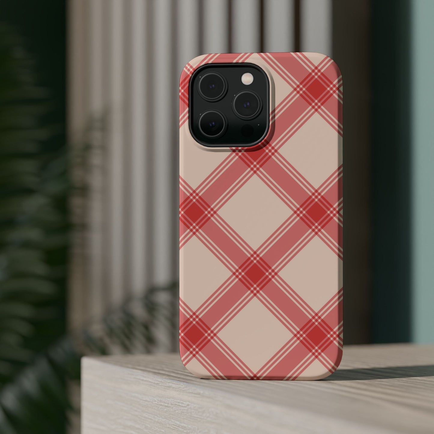 Soft Peachy Red Plaid MagSafe Case - BOGO Cases